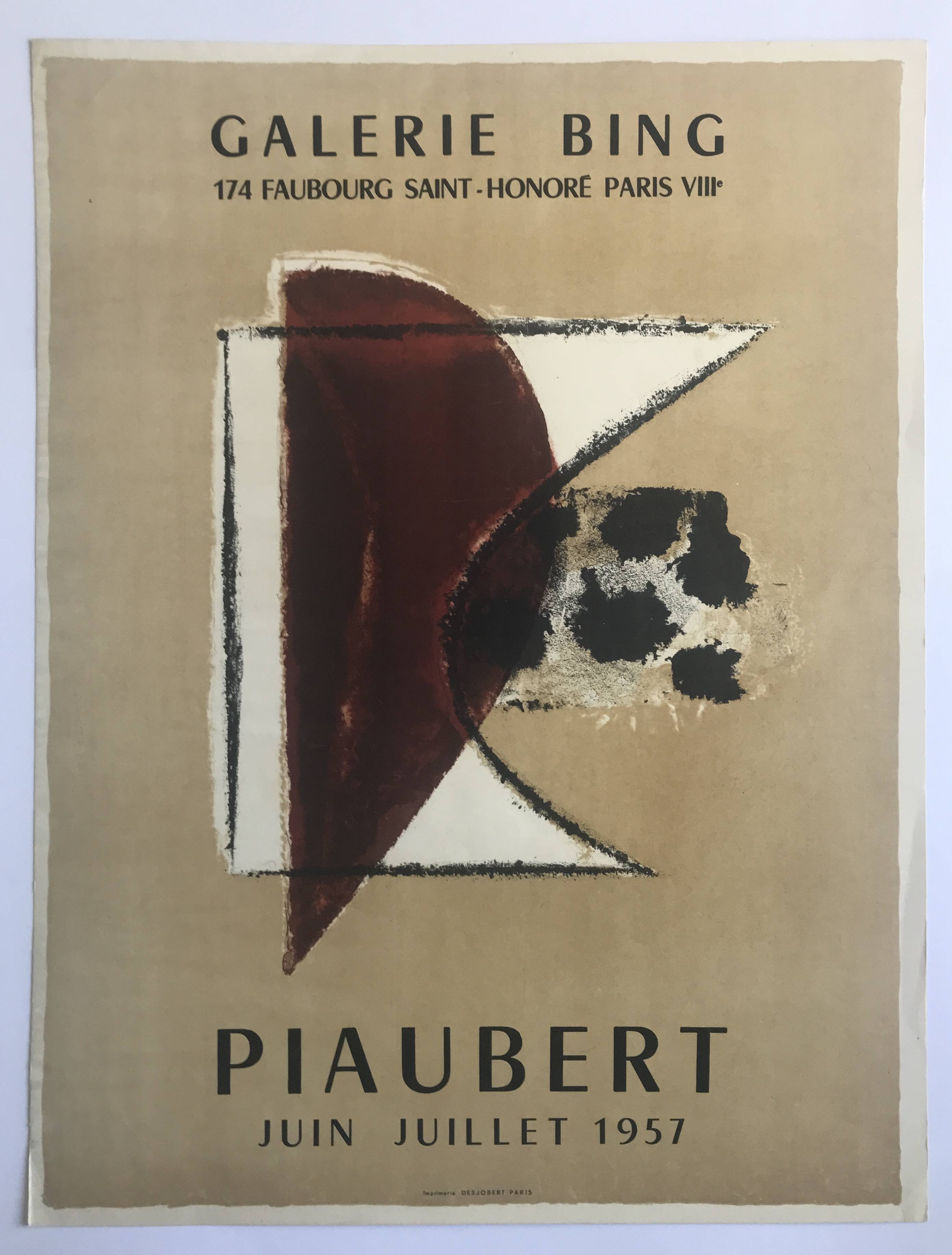 Jean PIAUBERT, Bing Gallery, 1957. Original lithograph poster