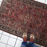 Vintage Persian Hamadan handmade rug 3.3' x 4.11' 1950s - 1C1213