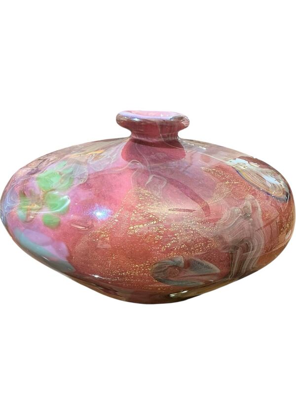 Vase Soliflore en verre soufflé et inclusion doré