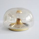 Smoked glass bubbles ceiling lamp gold-colored, wall lamp 1970s