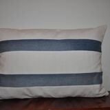 Lot de 2 coussins vintage rayés bleu et blanc en lin, 65 x 40 cm