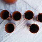 Orangeade service with a jug and 6 glasses - vintage terracotta