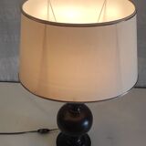 Lampe à poser en bois tourné années 80