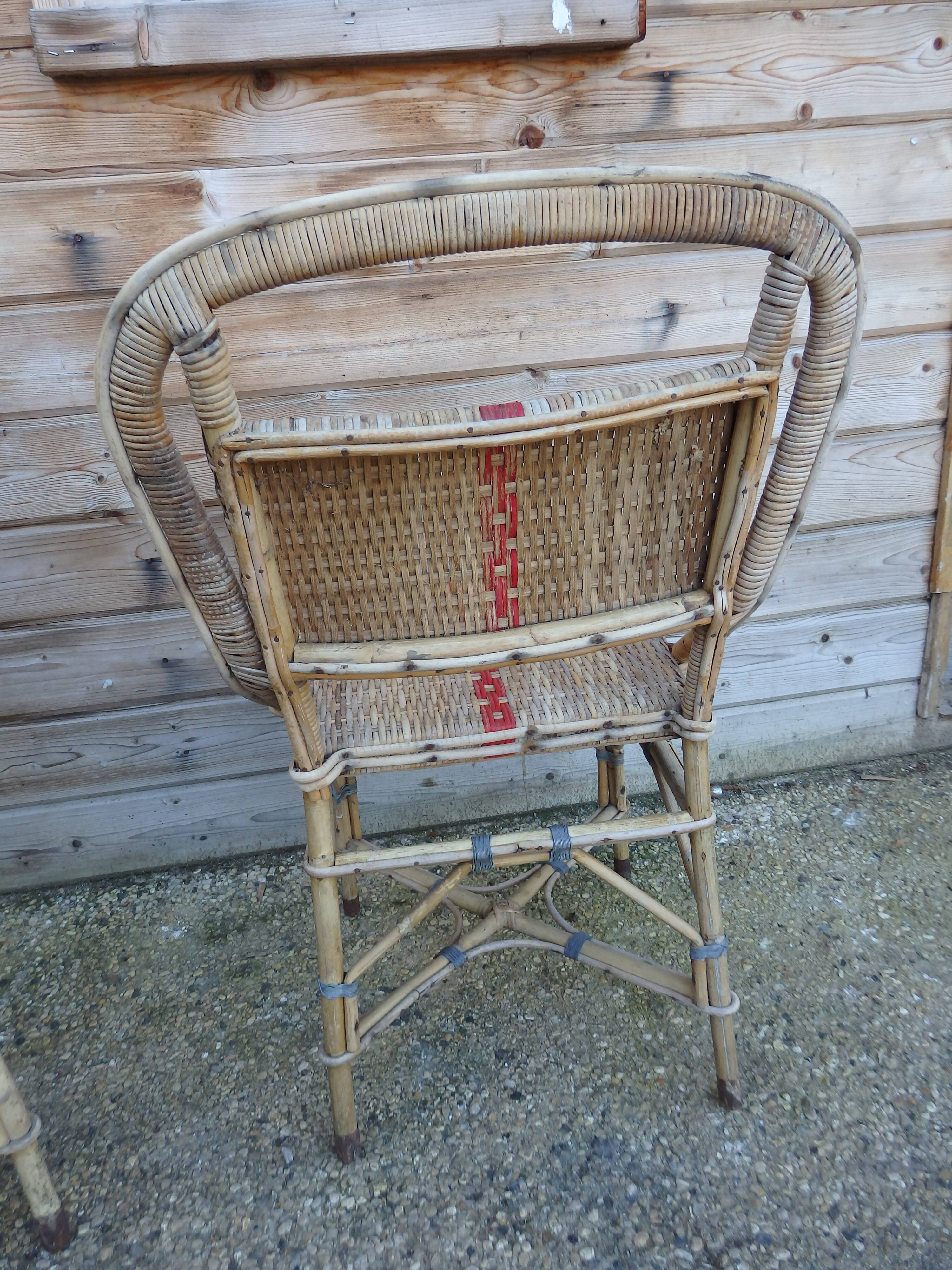 Pair of vintage rattan bistro chairs