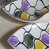 Three vintage free-form ceramic ravine dishes from the 1950s