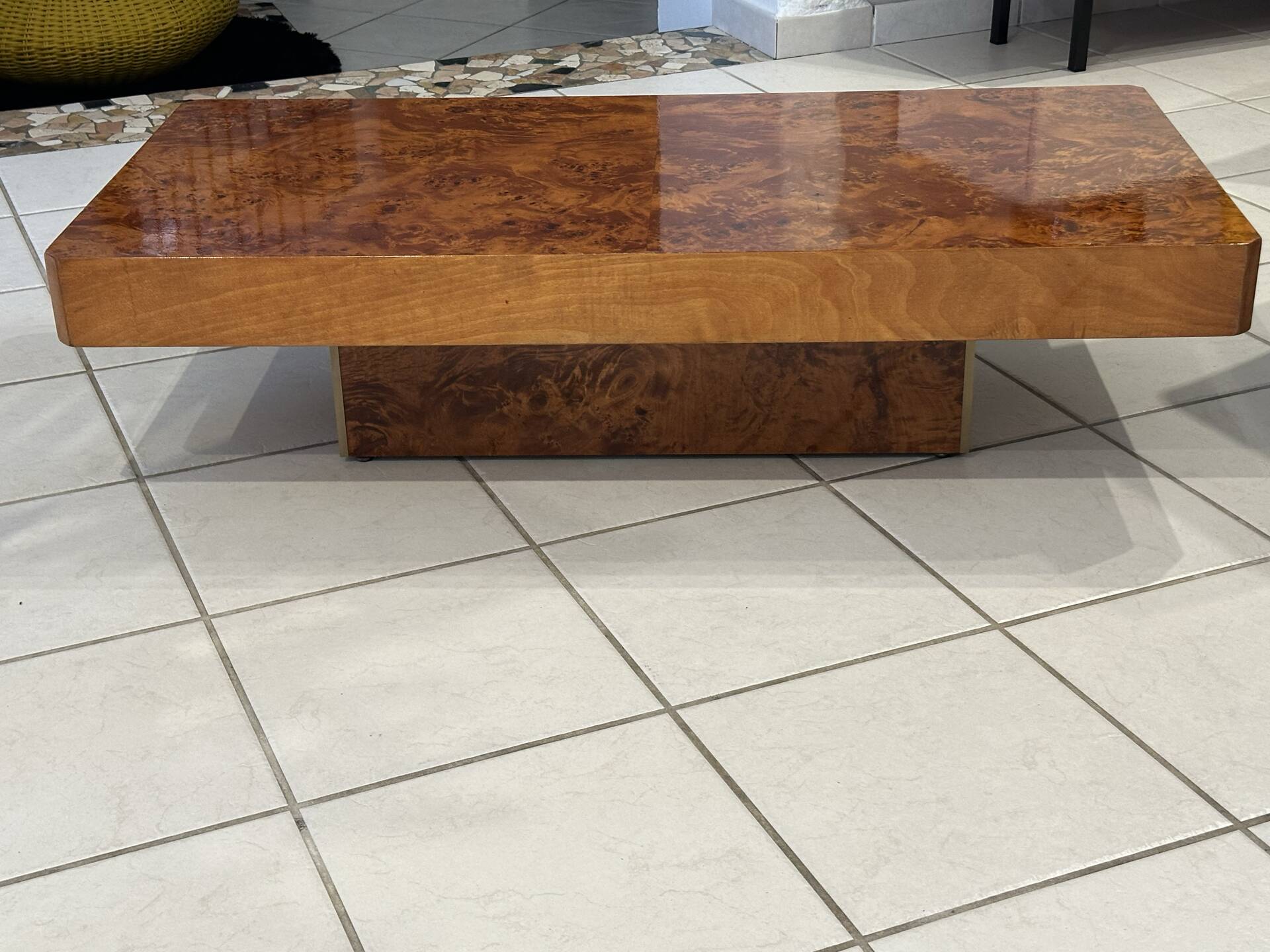 Vintage 1970s Elm Burl Coffee Table