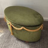 Green velvet chest pouf from the 70s