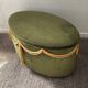 Pouf coffre en velours vert des années 70