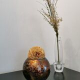 Vase boule en verre signé  Laque line