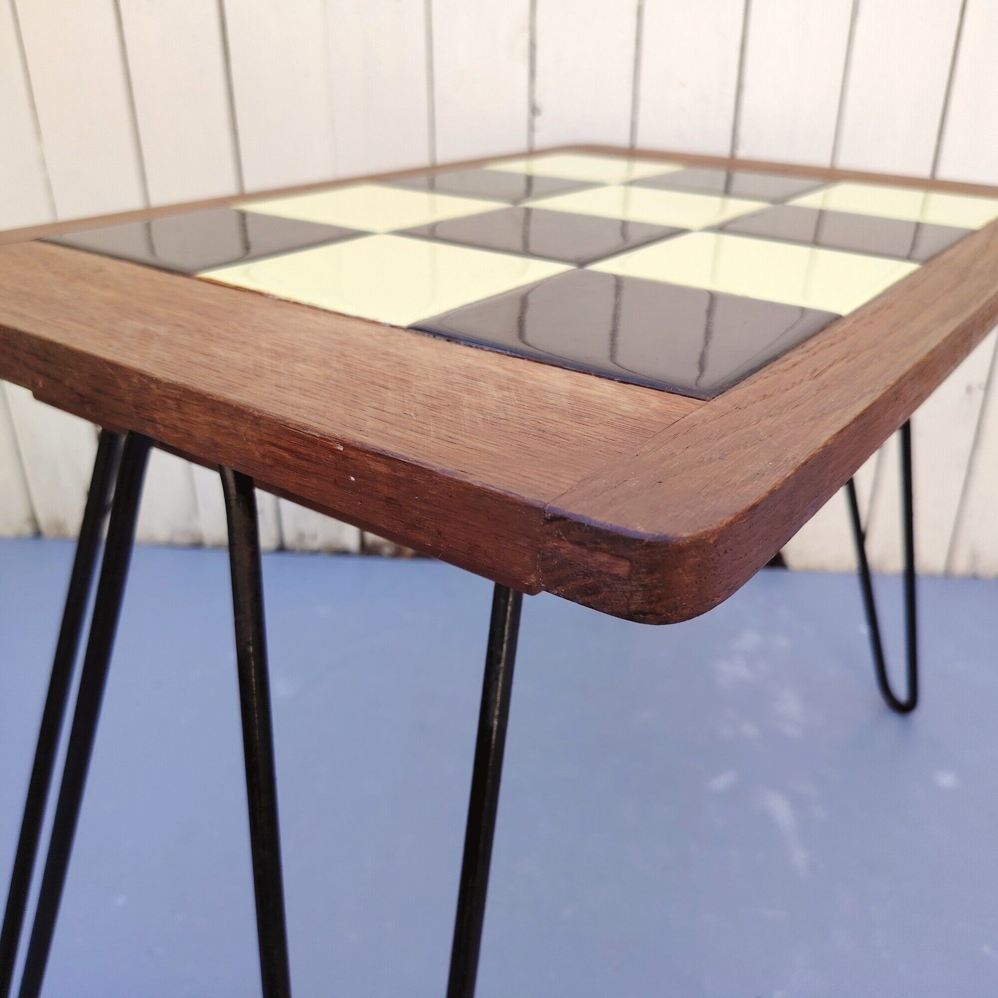 Folding side table, 50s design, trumpet legs, vintage