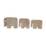 Trois statuettes d’éléphant presse-papier travertinFratelli Mannelli made in Italy - millésime