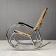 Vintage chrome and rattan rocking chair, 1960s