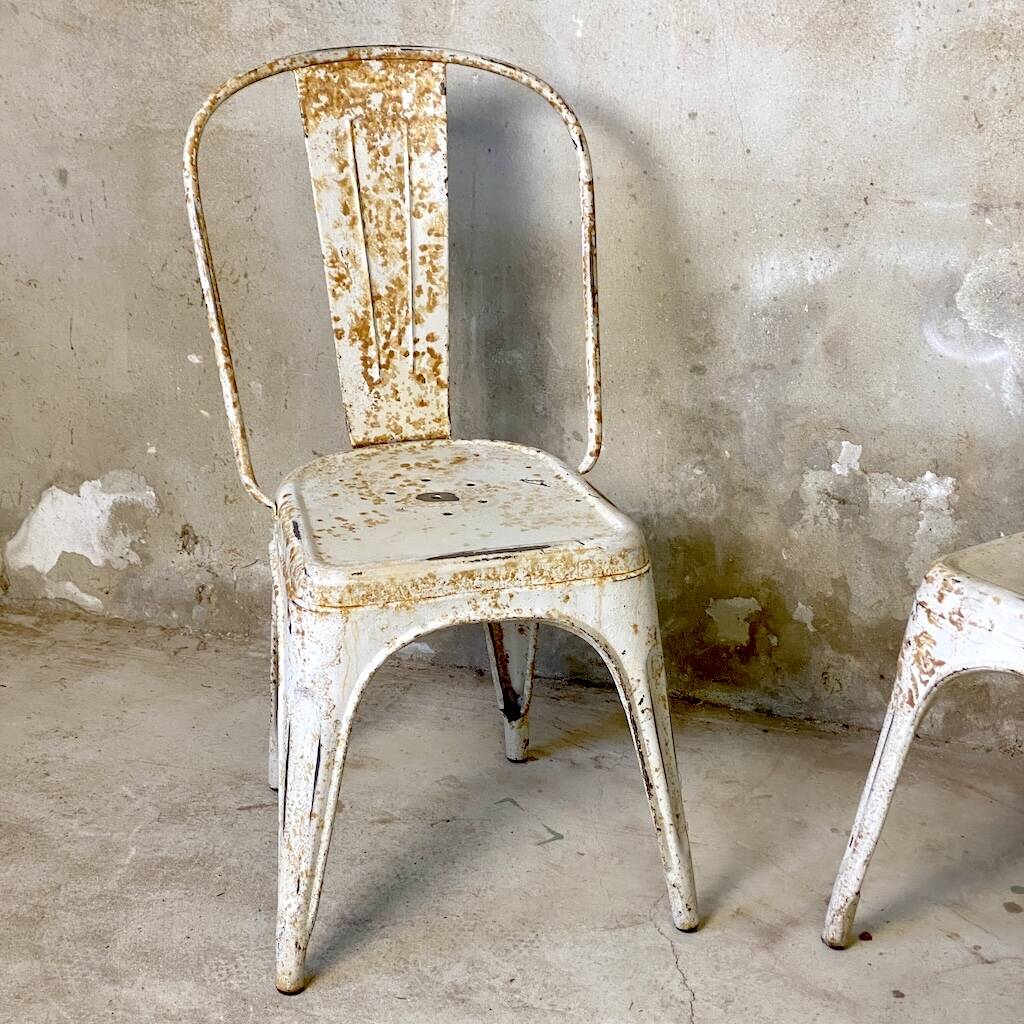 Pair of Tolix chairs model A designed by Xavier Pauchard.
