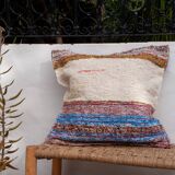 Housse de coussin artisanale en coton recyclé tissé main
