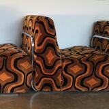 Vintage 1970s orange geometric patterned space-age armchair