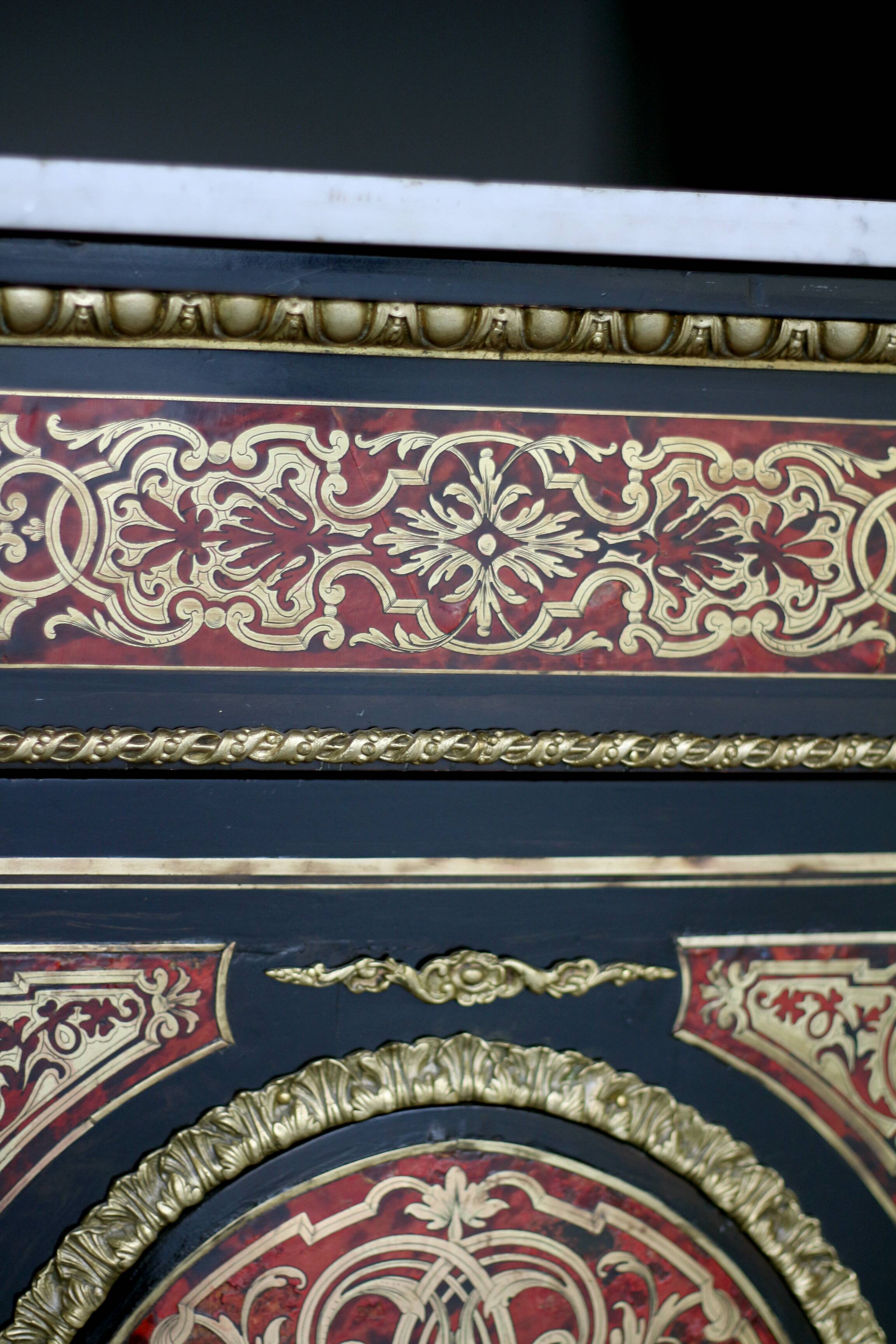 Napoleon III sideboard (late 19th century), marble, Boulle marquetry.