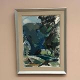 Original Mid Century Swedish Oil On Canvas – “Abstract Forest” By Gustav‑Adolf Johansson – Vintage & Framed – 62 × 48 Cm (24.4" × 18.9")