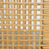 et of 6 wooden Art Deco design dining chairs with a wicker seat and backrest