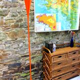 Hourglass floor lamp pop art vintage Mathias 80s orange diabolo