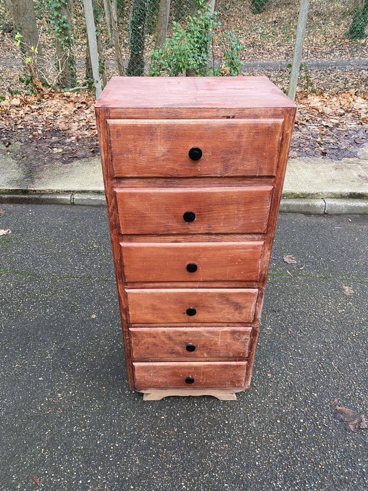 Art Deco chest of drawers, 1950s, in wood