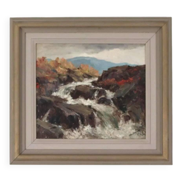 Paysage avec cascade par Åke Ahmlund