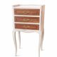 Nightstand with 3 drawers, white patina.