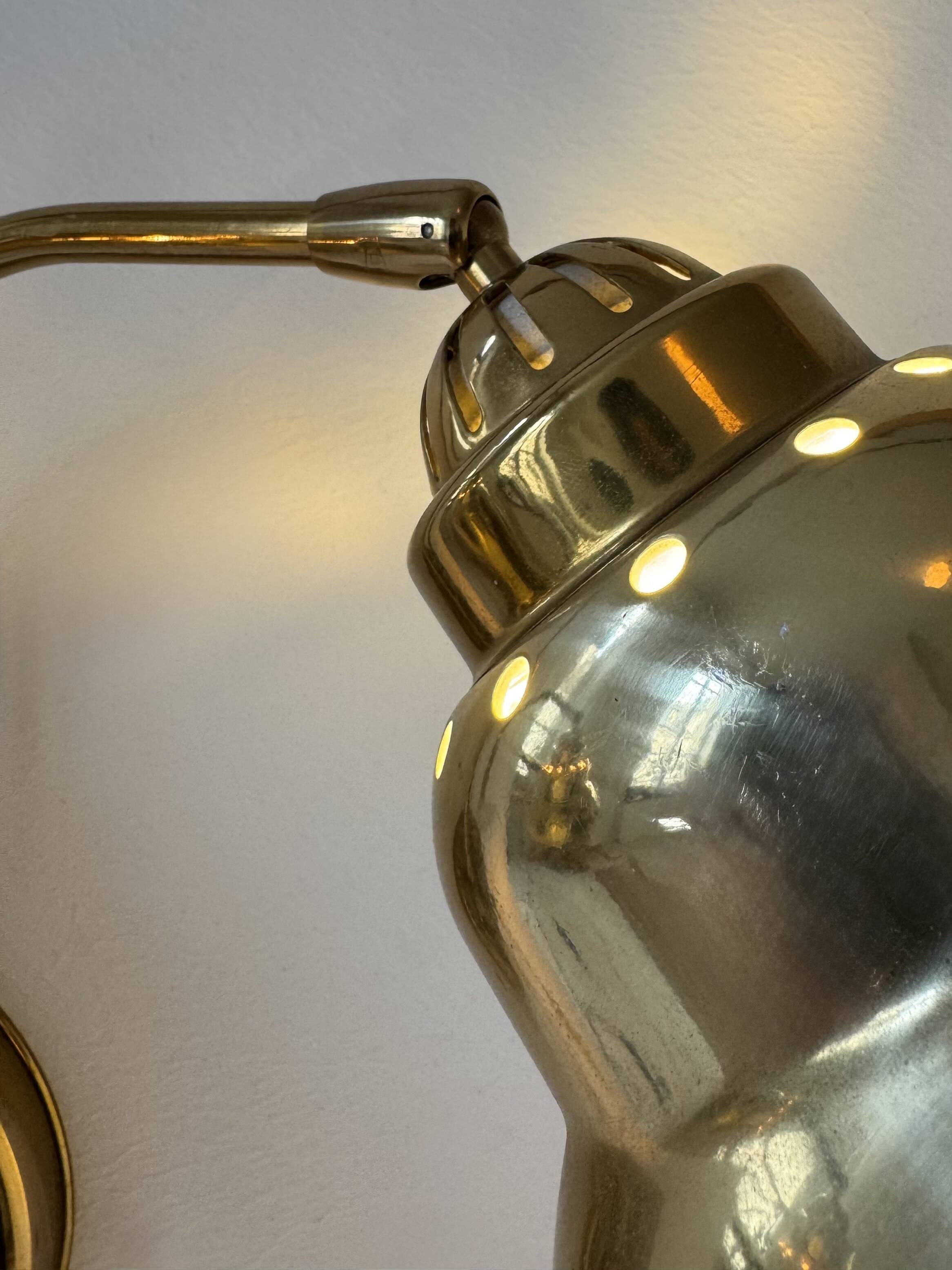 Vintage double brass wall light, Sweden, 1970.