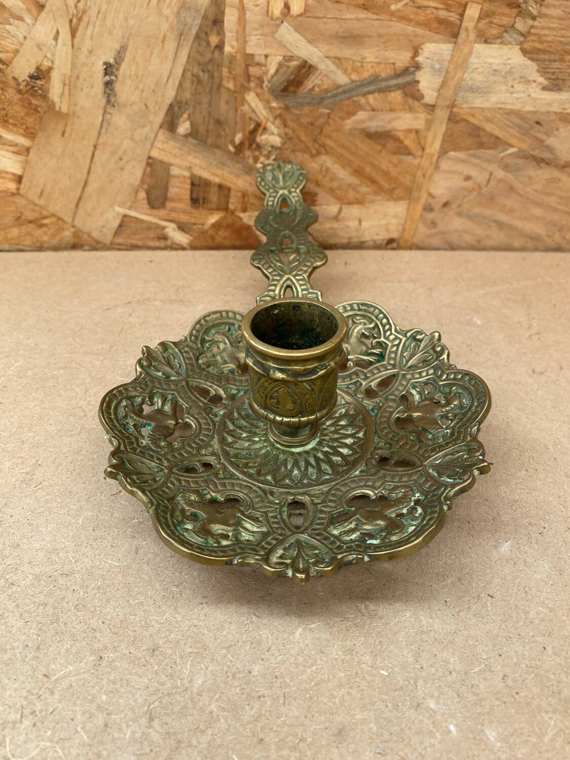 Antique Vintage Gilt Bronze Cellar Raz Hand Candle Holder