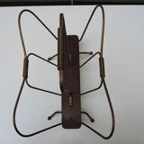 Old wooden & brass magazine rack