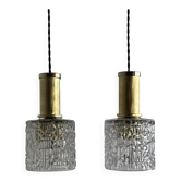 Pair of vintage textured glass suspensions