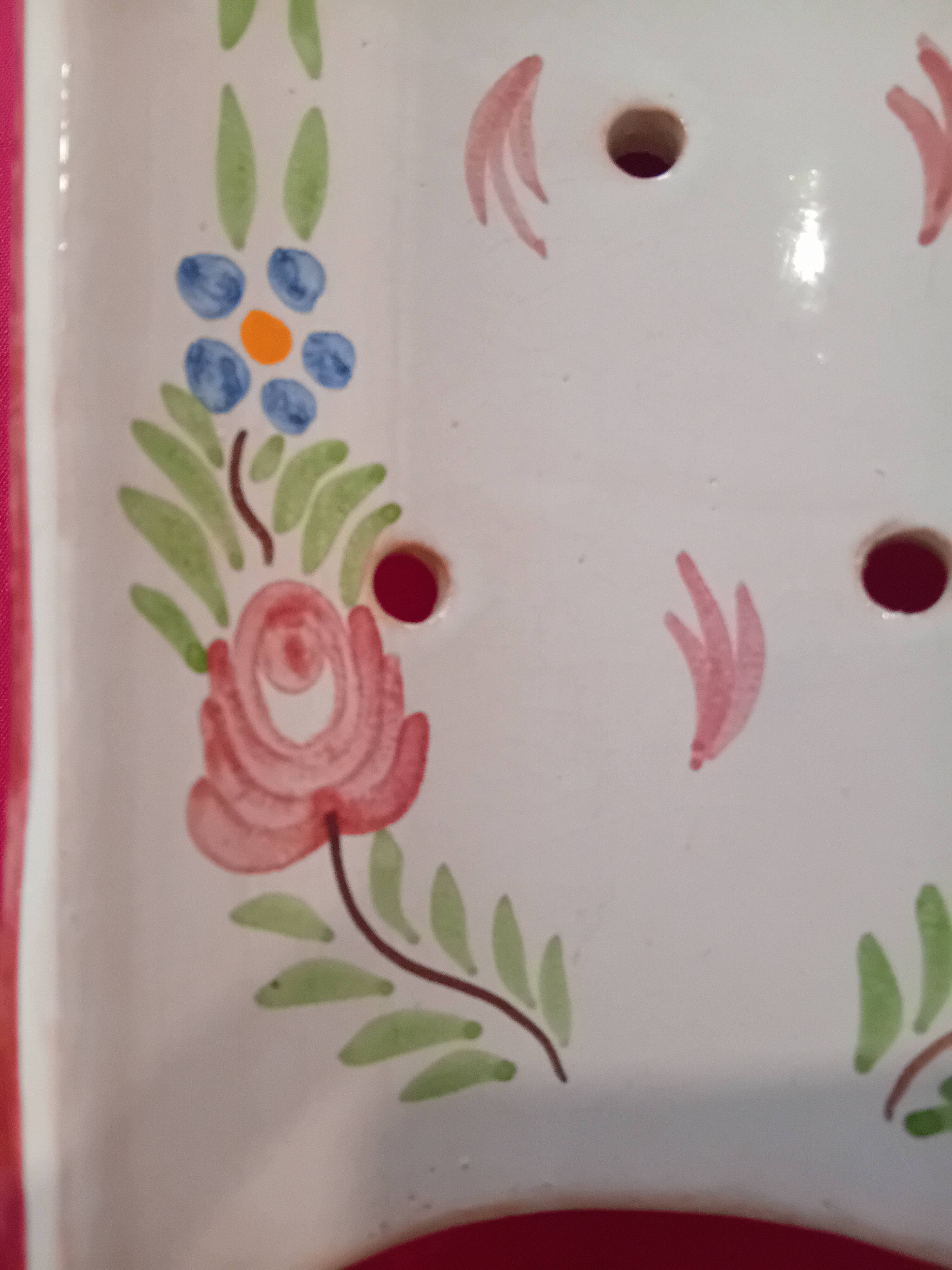 Antique provincial style asparagus drainer and dish signed M