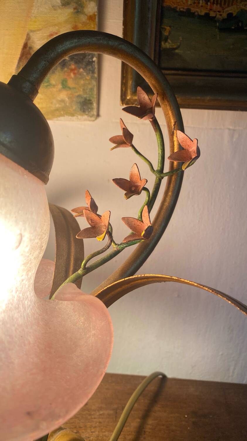 Vintage flower and foliage lamp, Italy, 1960s
