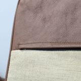 Canapé 3 places danois des années 1970 en cuir marron avec structure en hêtre