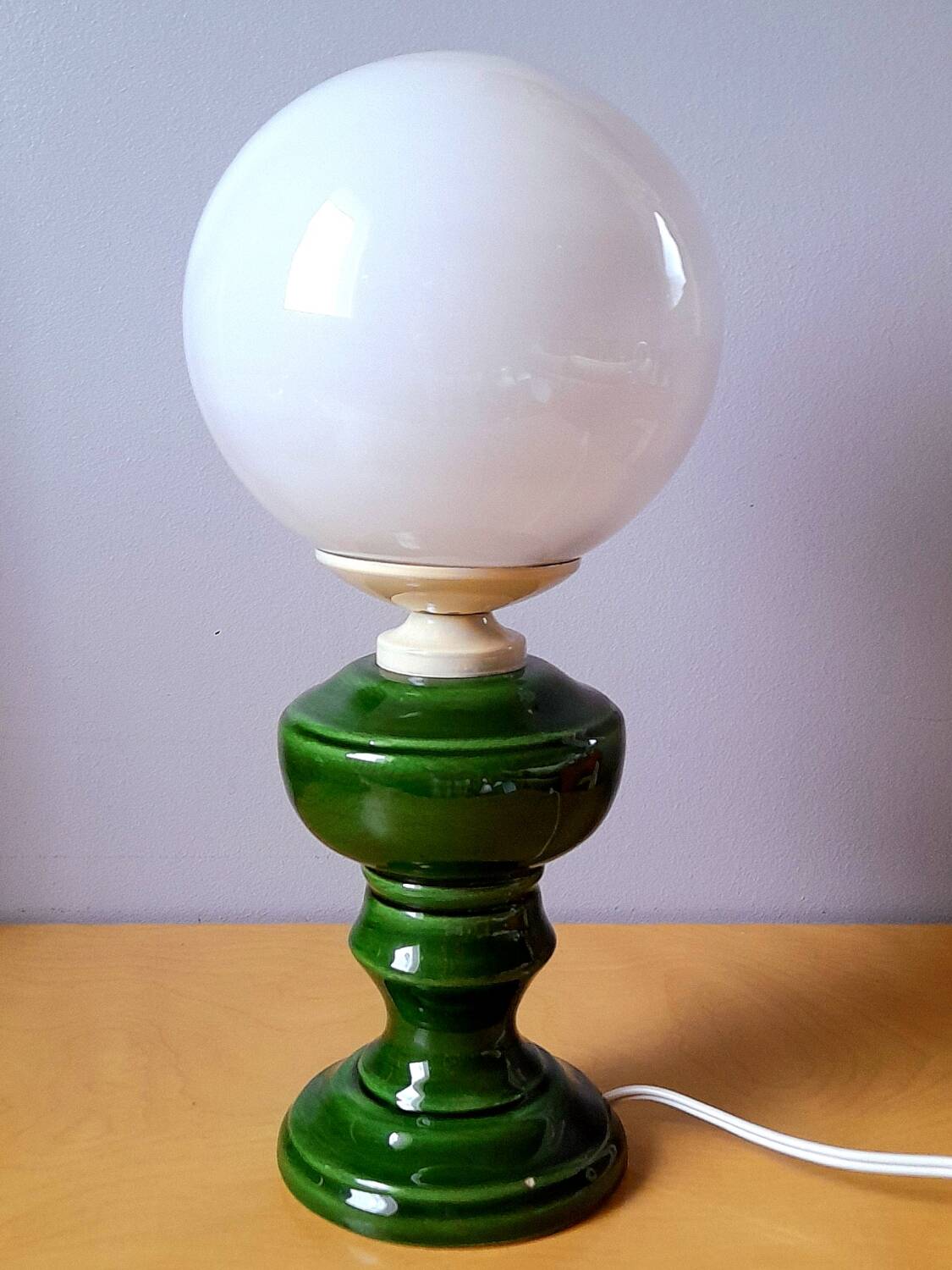 Lampe en céramique et opaline 1970.