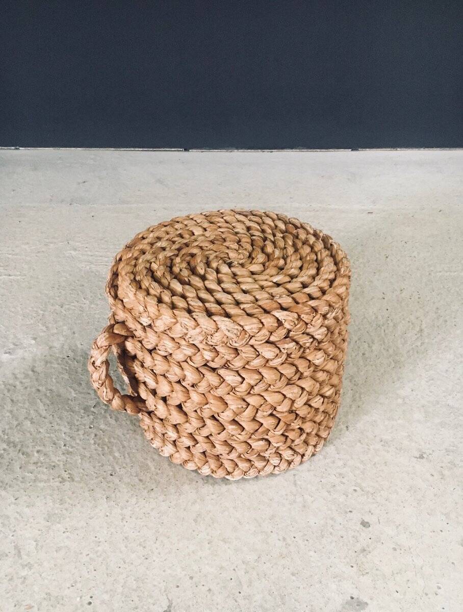 French Mediterranean Low Rope Stool by Audoux Minet, 1940s