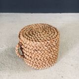 French Mediterranean Low Rope Stool by Audoux Minet, 1940s