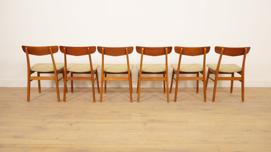 6 x dining chairs | Farstrup | Model 210 | Reupholstered | Green
