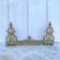Antique brass fireplace set, bar and andirons, Napoleon I style.