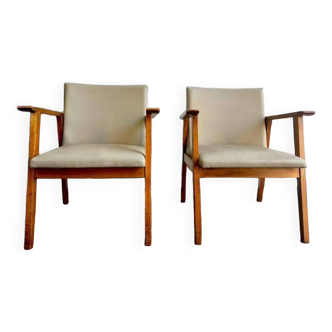 Suite de 2 fauteuils vintage / assises simples / assises club