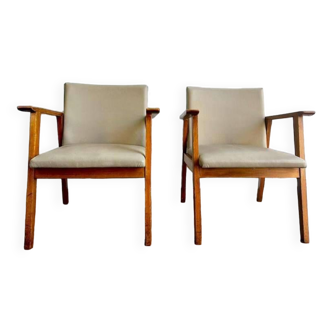 Suite of 2 vintage armchairs / single seats / club seats