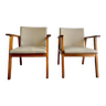 Suite de 2 fauteuils vintage / assises simples / assises club