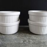 4 vintage ramekins in white ceramic