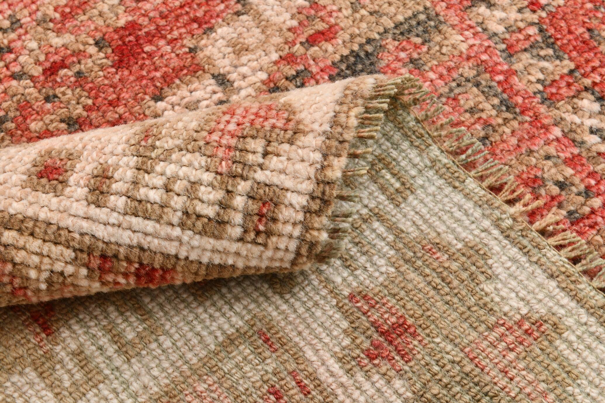 4x8 Red & Cream Tribal Vintage Rug 135x255Cm SK 22292