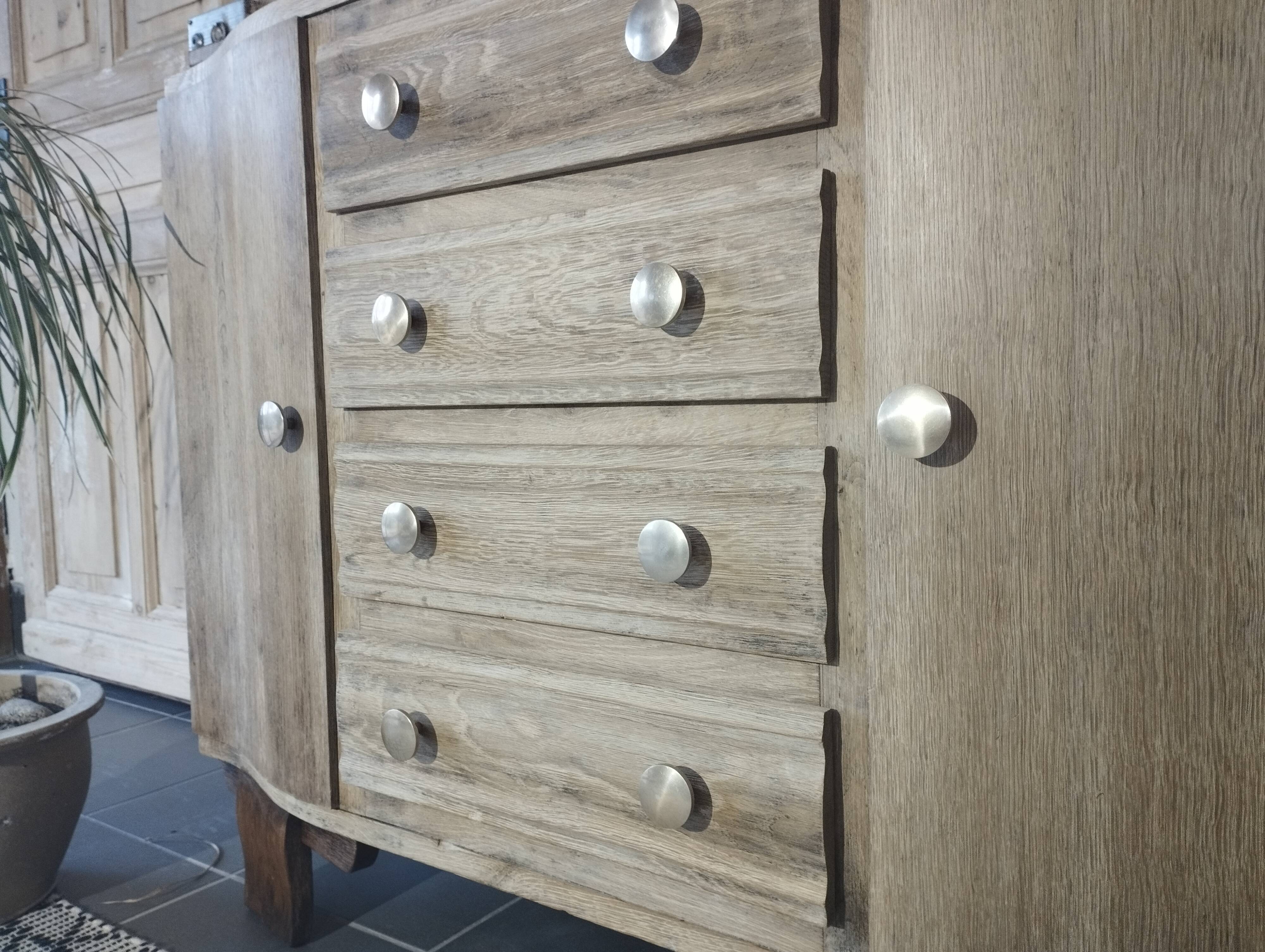 Art Deco oak and leather chest of drawers