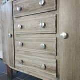 Art Deco oak and leather chest of drawers
