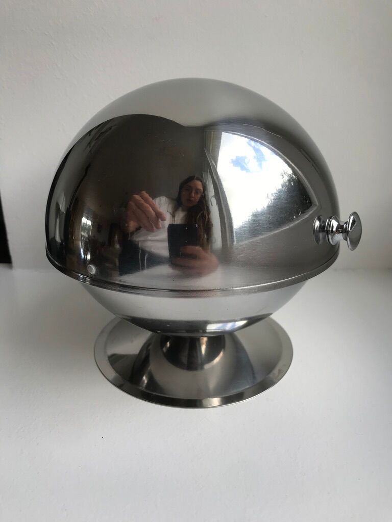 Metal sugar bowl style space age seventies 70s