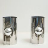 Pair of chrome wall lights with slits, 1970s