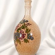 Magnificent vintage vase signed Simon-D – Glazed ceramic with floral decoration.