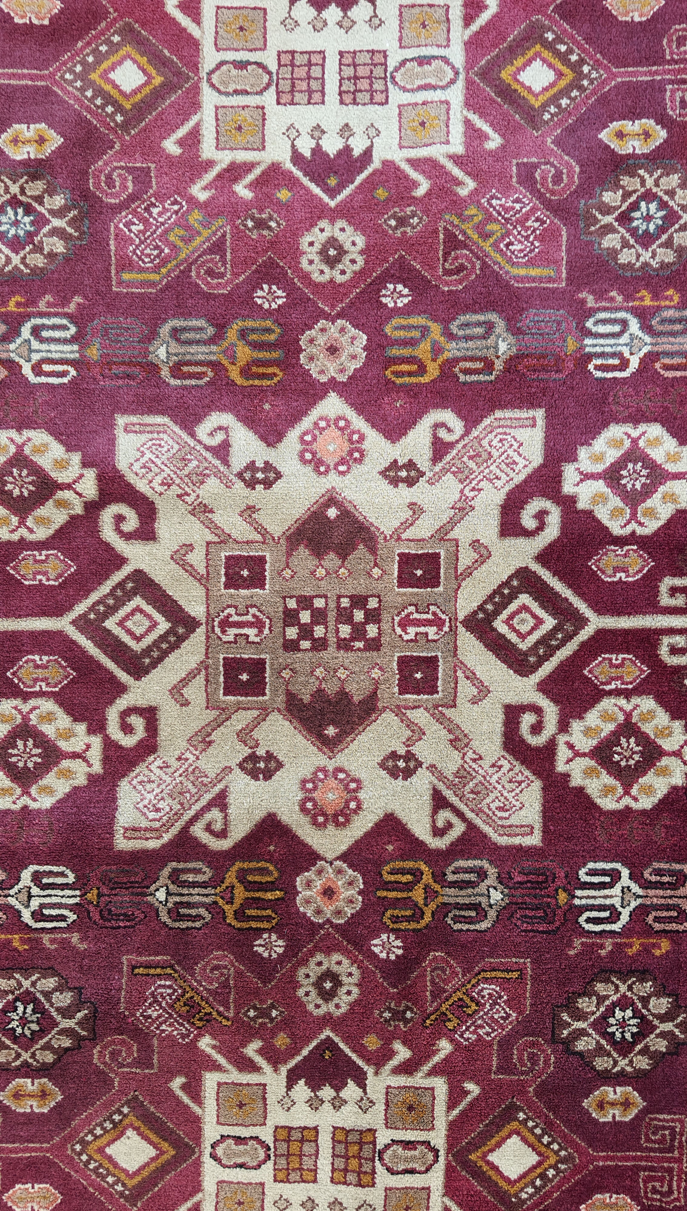Handmade wool and silk carpet Kazakhstan 204x126 cm