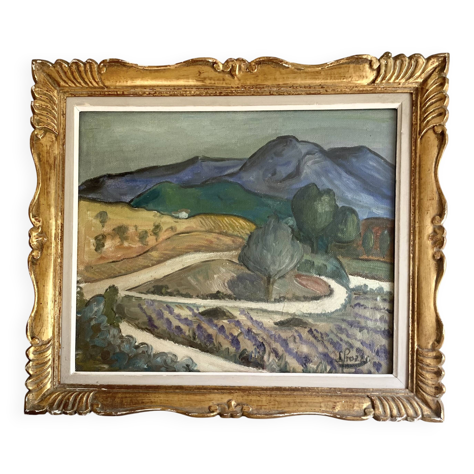 Provence oil from the 1950s under glass